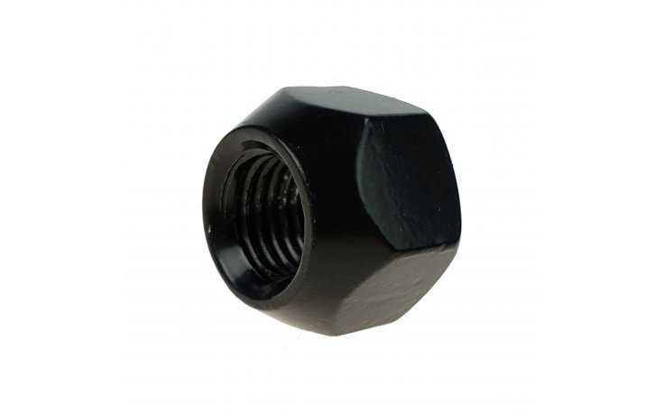 Nakrętka mocująca M12x1,25 otwarta bez kołnierza, 15mm, klucz 21, stożek, czarna