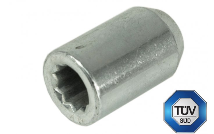 Nakrętka mocująca M14x1,5 wąska Torx (fi: 20mm), 37mm, stożek, klucz 17/19 TUV