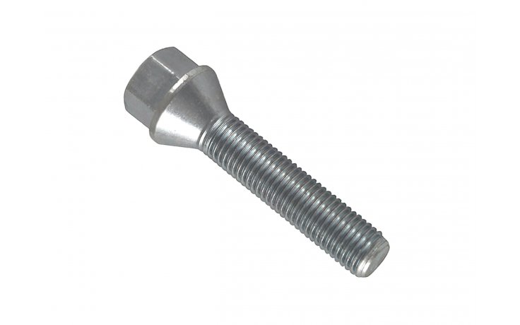 Śruba mocująca M14x1,5, gwint 60mm, stożek, klucz 17