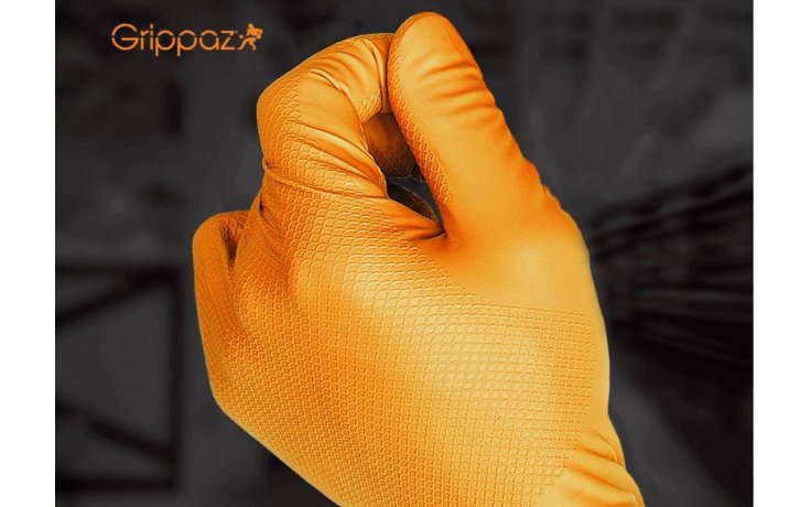 Rękawiczki warsztatowe z nitrylu Grippaz PREMIUM pomarańczowe rozmiar L, op. 50 szt