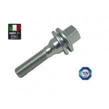 Śruba mocująca M12x1,25 Peugeot, gwint 50mm, płaska podkładka, ocynk, klucz 17 TUV